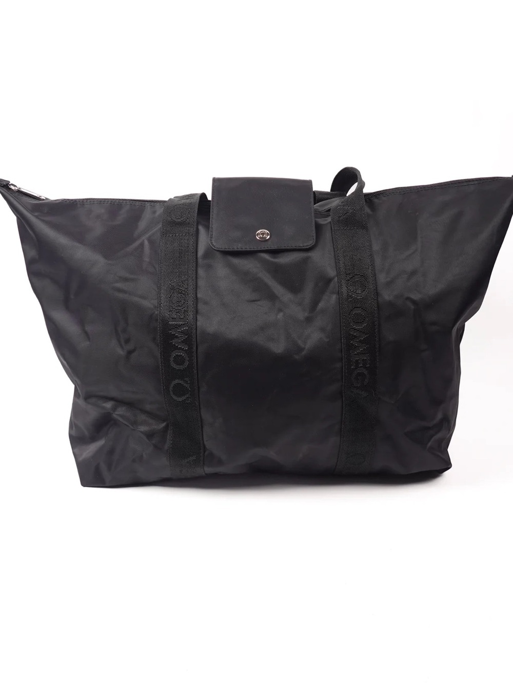 Omega Black Nylon Travel Tote Bag